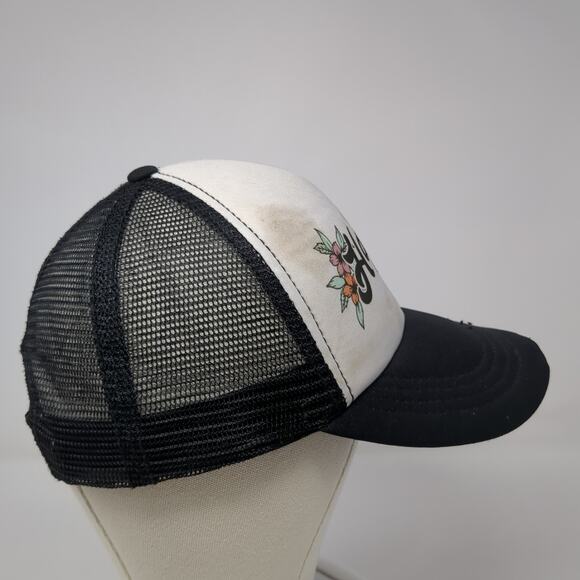 Hanalei Billabong Snapback Trucker Hat Black One Size Mesh Back Flowers - Picture 5 of 9